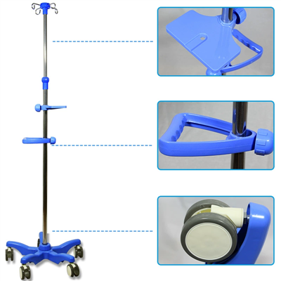 Gulvstående infusionsstativ i rustfrit stål